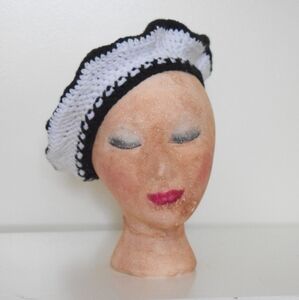 Crochet Designer Black and White Beret